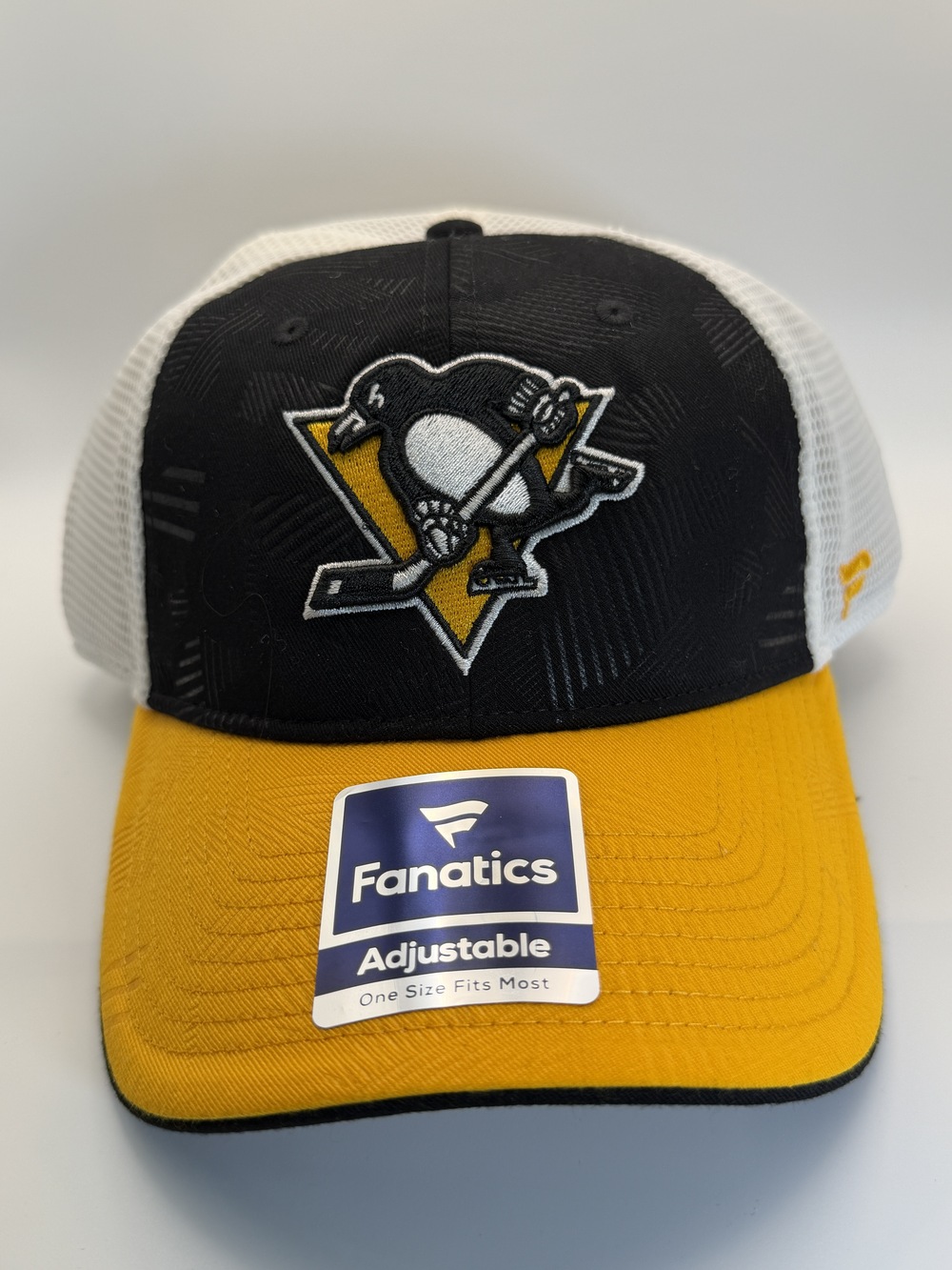 Fanatics Pittsburgh Penguins Adjustable Trucker Hat Black Yellow NWT One Size